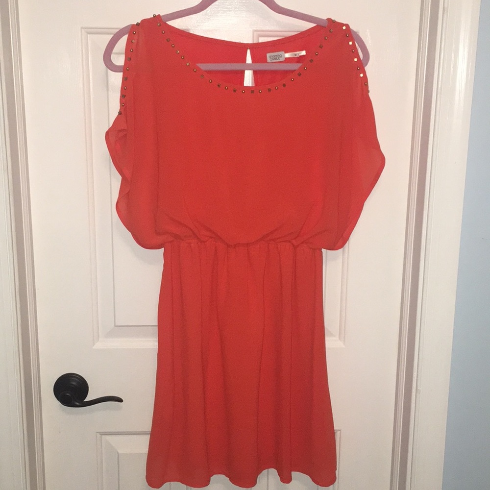 Charming Charlie Orange and Gold Dress